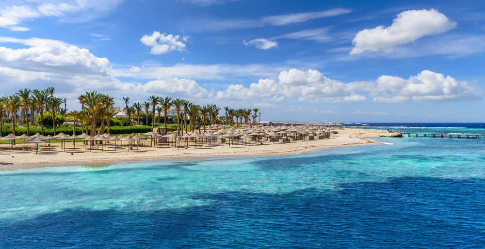 Landscape with beach in Port Ghalib, Marsa Alam, Egypt